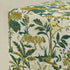 Jungle Animal Print Embroidered Fabric Square Ottoman | Embroidered Fabric Footstool | Modern Decorative Accent | Upholstered Accent Seating | Living Room Furniture | Statement Fabric Design | Kinwell Furniture