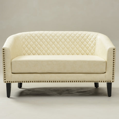 Logan Faux Leather Tufted Loveseat | Fabric Loveseat Couch | Kinwell Furniture | Modern Loveseats & Comfortable Loveseat Sofa Couches