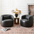 Ashlie Leather Swivel Barrel Chair - Black Accent Swivel Chair | Swivel Chairs for Living Rooms | Kinwell Furniture | Top Swivel Chairs