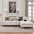 Cream Goose Down Sectional Sofa | L-Shape Down Filled Sectional with Chaise | Cream Upholstered Sectional Sofa | Modern Cream Sectional Couch | Soft Down Sectional Sofa