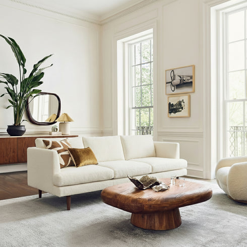 Cream Upholstered Sofa – Albert Sofa Couch | 3-Seater Sofa | Kinwell Furniture | Mid-Century Modern, Timeless Design