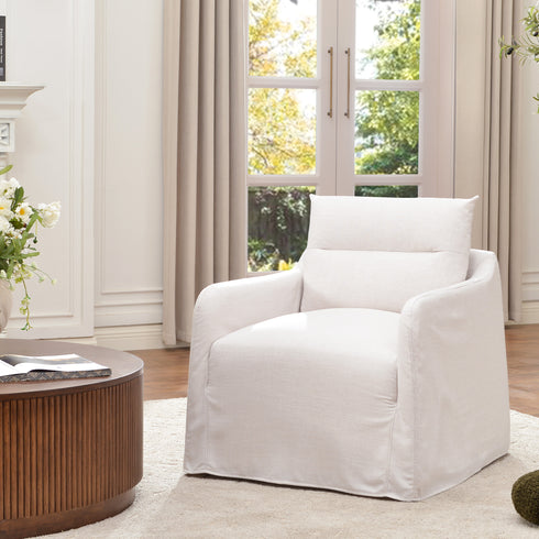 Clara Linen Slipcover Swivel Chair