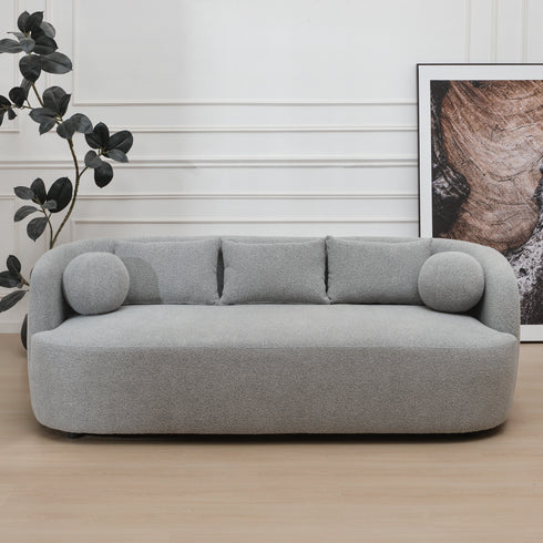 Ashlie Bouclé 3-Seater Sofa - Light Grey 3 Seater Sofa | Three Seater Couch | Kinwell Furniture | Modern 3 Seater Sofas