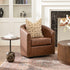 Logan Faux Leather Tufted Swivel Club Chair - Brown Mid Century Modern Swivel Chair | Waiting Room Swivel Chairs| Kinwell Furniture | Designer Swivel Chairs