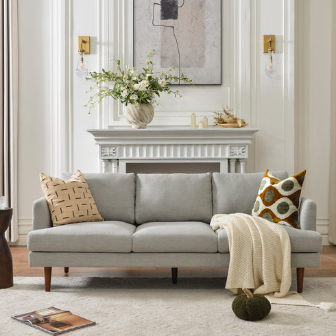 Gray Upholstered Sofa – Albert Sofa Couch | 3-Seater Sofa | Kinwell Furniture | Mid-Century Modern, Timeless Design