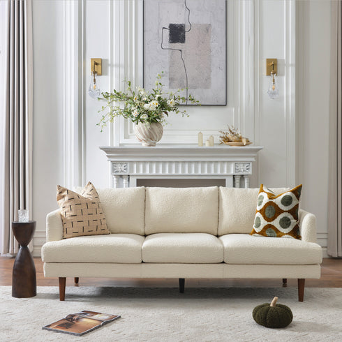 Cream Upholstered Sofa – Albert Sofa Couch | 3-Seater Sofa | Kinwell Furniture | Mid-Century Modern, Timeless Design