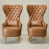 Letitia Faux Leather Wingback Chair - Camel Accent Chair | Decorative Faux Leather Chairs | Kinwell Furniture | Modern Wingback Accent Chairs