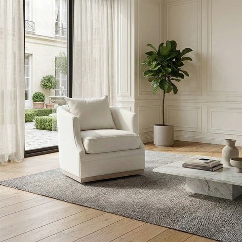 Minerva Swivel Barrel Chair - Beige Modern Swivel Chair | Swivel Accent Chairs | Kinwell Furniture | Swivel Armchairs