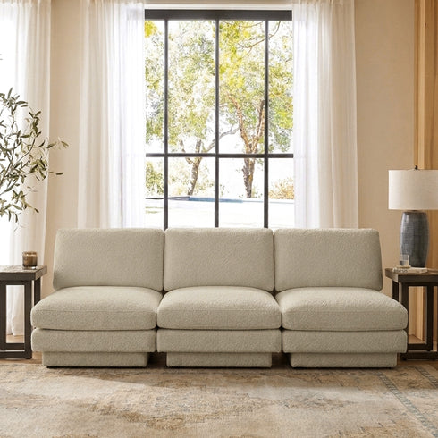 Montyne Bouclé Armless Chair - Comfortable Accent Chair | Side Chairs for Living Room | Kinwell Furniture | Oversize Accent Chairs & Large Accent Chairs