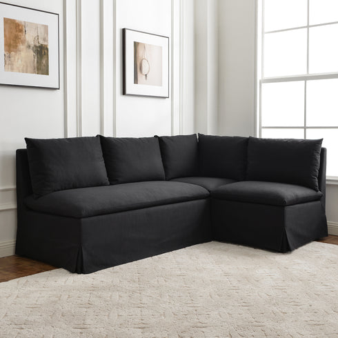 Nelly Performance L-Shape Banquette - Black Modern L-Shape Banquette | L-Shape Banquette Seating | Kinwell Furniture | Modular Dining Banquette Set