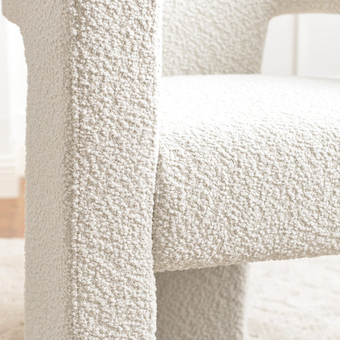 Herbert Modern Bouclé Armchair - Cream Top Rated Accent Chair | Accent Sitting Chairs | Kinwell Furniture | Modern Sitting Room Chairs