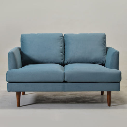Blue Upholstered Loveseat – Albert Loveseat Sofa | 2-Seater Couch | Kinwell Furniture | Mid-Century Modern, Timeless Design