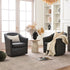 Lawton Faux Leather Tufted Swivel Chair – Black Industrial Modern Swivel Chair | Faux Leather Office & Lounge Chair | Kinwell Furniture | High Back Chair