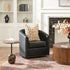 Logan Faux Leather Tufted Swivel Club Chair - Black Modern Swivel Chair | Swivel Accent Chairs | Kinwell Furniture | Swivel Armchairs