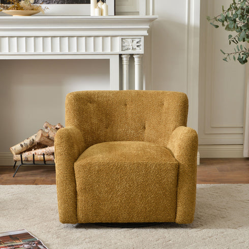 Vestie Chenille Swivel Barrel Chair - Camel Modern Swivel Chair | Swivel Accent Chairs | Kinwell Furniture | Swivel Armchairs