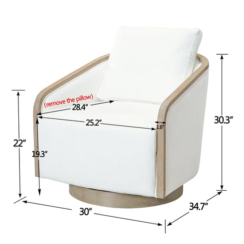 Barnett Swivel Barrel Chair - Pearl White Modern Swivel Chair | Swivel Accent Chairs | Kinwell Furniture | Swivel Armchairs