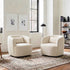 Ashlie Linen Swivel Barrel Chair - Ivory Modern Swivel Chair | Swivel Accent Chairs | Kinwell Furniture | Swivel Armchairs