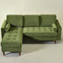 Tiziano Tufted 2-Piece Sectional Sofa – Green Velvet Reversible Chaise Couch with Accent Pillows | Mid-Century Modern L-Shaped Sofa | Kinwell Furniture