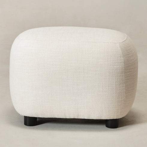 Elmer Linen Ottoman - Ivory Fabric Ottoman | Decorative Ottoman | Kinwell Furniture | Modern Ottoman Furniture