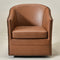Lawton Faux Leather Tufted Swivel Chair – Brown Industrial Modern Swivel Chair | Faux Leather Office & Lounge Chair | Kinwell Furniture | High Back Chair