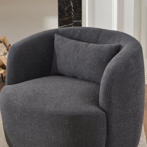 Ashlie Bouclé Swivel Barrel Chair - Swivel Side Chair | Stylish Swivel Chairs | Kinwell Furniture | Swivel Chairs for Living Room