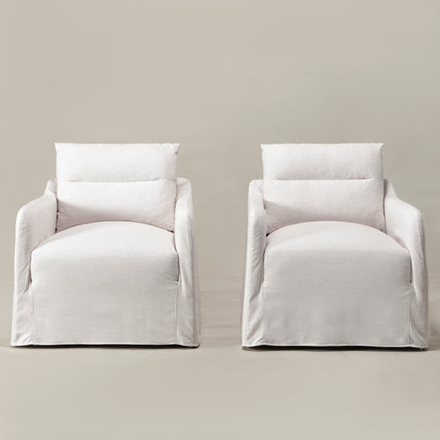 Clara Linen Slipcover Swivel Chair