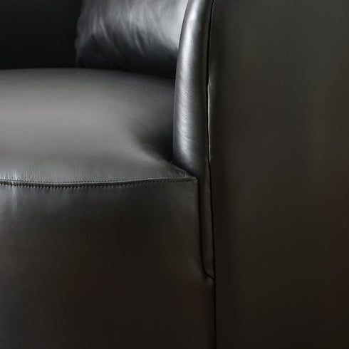 Ashlie Leather Swivel Barrel Chair - Black Accent Swivel Chair | Swivel Chairs for Living Rooms | Kinwell Furniture | Top Swivel Chairs