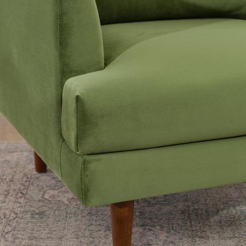 Upholstered Armchair – Green Square Arm Accent Chair | Performance Fabric Armchair | Kinwell Furniture | Scandinavian, Timeless Design