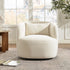 Ashlie Chenille Swivel Barrel Chair - Beige Modern Swivel Chair | Swivel Accent Chairs | Kinwell Furniture | Swivel Armchairs