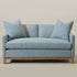 Goose Down Feathers Upholstered Loveseat – Blue Square Arm 2-Seater Sofa | Plush Feather-Filled Loveseat | Kinwell Furniture | Cloud-Soft, Timeless Design