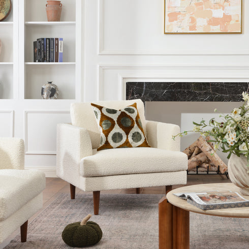 Upholstered Armchair – Cream Square Arm Accent Chair | Performance Fabric Armchair | Kinwell Furniture | Scandinavian, Timeless Design