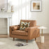 Tiziano Tufted Armchair – Camel Faux Leather Accent Chair with Pillows | Mid-Century Lounge Chair | Kinwell Furniture