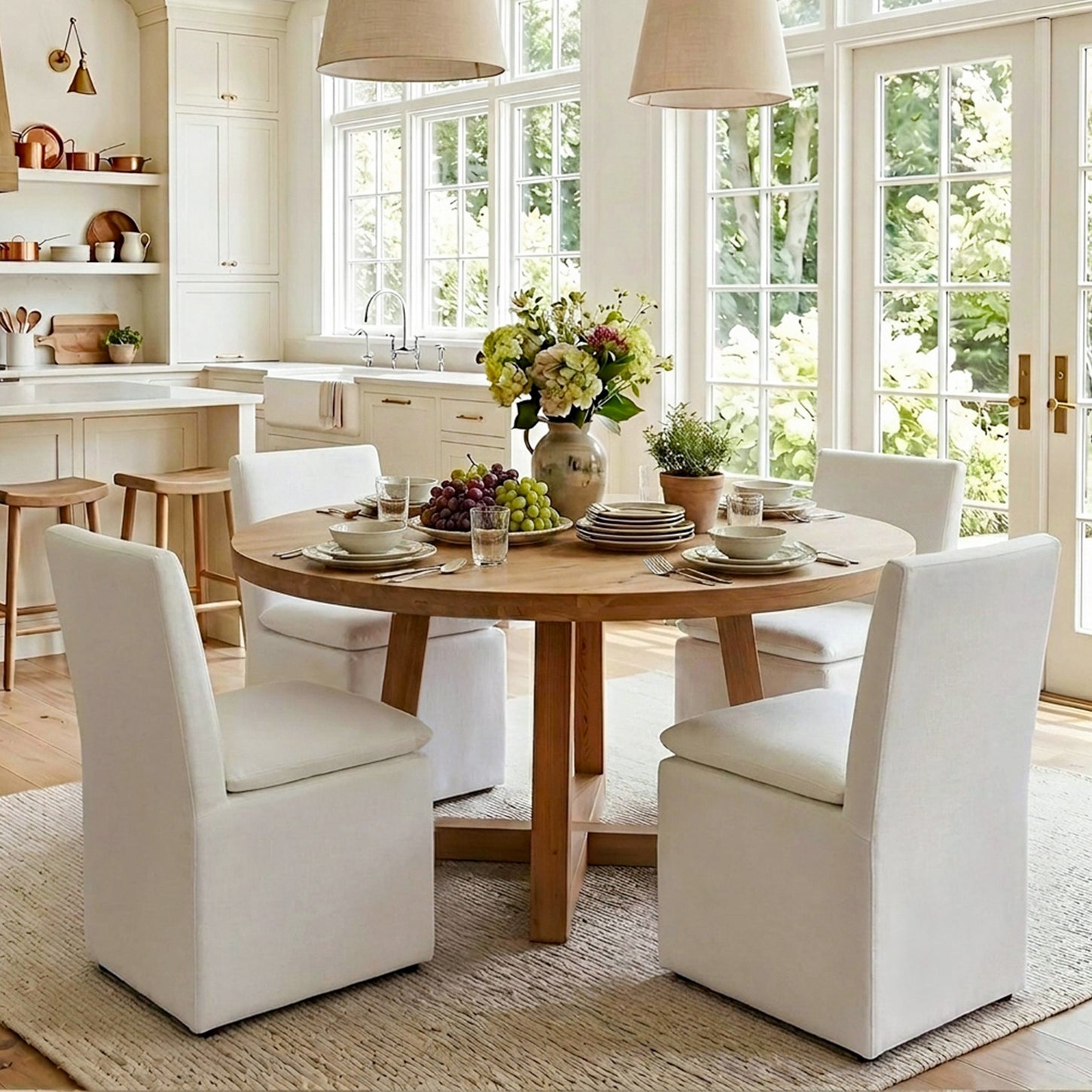 Diane Performance Dining Side Chair with Casters - Dining Chair | Modern Kitchen Chairs | Kinwell Furniture | Dining Chairs Performance Fabric