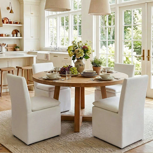 Diane Performance Dining Side Chair with Casters - Dining Chair | Modern Kitchen Chairs | Kinwell Furniture | Dining Chairs Performance Fabric