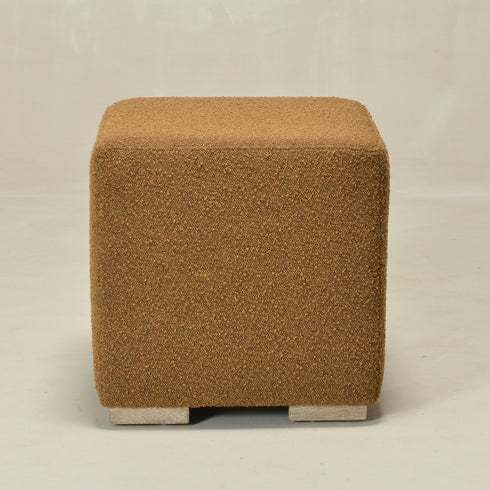 Bouclé Square Ottoman – Brown Modern Footstool | Small Upholstered Ottomans | Kinwell Furniture | Minimalist Cube Poufs