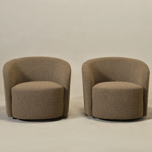 Everitte Bouclé Swivel Barrel Chair