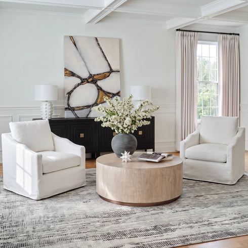 Charles Slipcover Swivel Barrel Chair