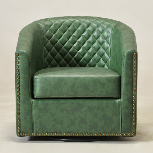 Logan Faux Leather Tufted Swivel Club Chair - Modern Swivel Chair | Swivel Accent Chairs | Kinwell Furniture | Swivel Armchairs