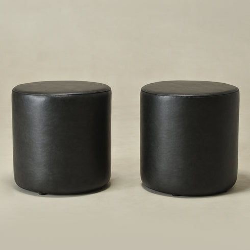 Elof Faux Leather Ottoman - Modern Round Ottoman | Footrest & Accent Stool | Kinwell Furniture | Faux Leather Ottomans