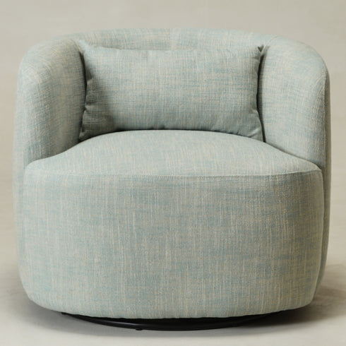 Ashlie Linen Swivel Barrel Chair - Light Green Modern Swivel Chair | Swivel Accent Chairs | Kinwell Furniture | Swivel Armchairs