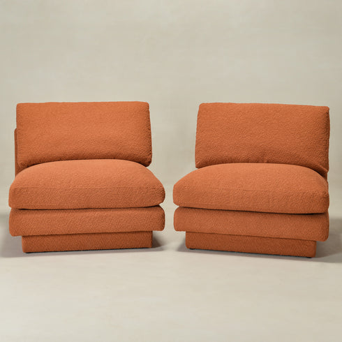 Montyne Bouclé Armless Chair - Deep Caramel Shade | Textured Bouclé Upholstery | Kinwell Furniture | Warm Modern Accent Seating