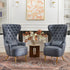 Letitia Faux Leather Wingback Chair - Navy Accent Chair | Decorative Faux Leather Chairs | Kinwell Furniture | Modern Wingback Accent Chairs