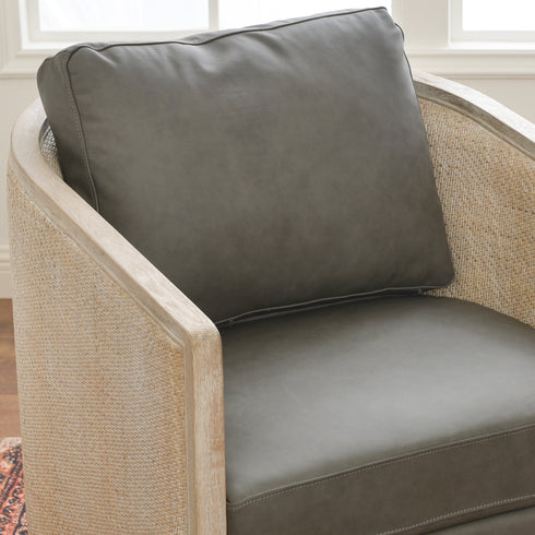 Claude Premium Leather Swivel Cane Chair - Modern Swivel Chair | Swivel Accent Chairs | Kinwell Furniture | Swivel Armchairs