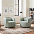 Ashlie Linen Swivel Barrel Chair - Light Green Modern Swivel Chair | Swivel Accent Chairs | Kinwell Furniture | Swivel Armchairs