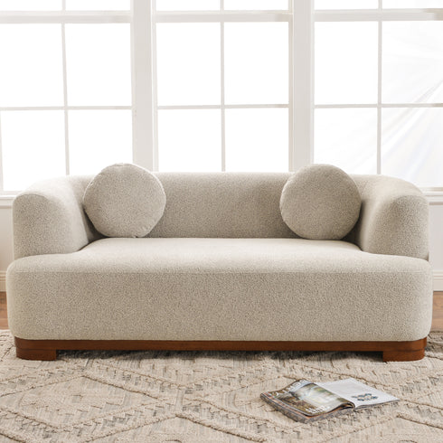 Otto Bouclé Loveseat in Taupe – Modern Boucle 2 Seater Sofa | Small Apartment Sofa | Cozy Loveseat Couch | Kinwell Furniture