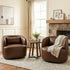 Ashlie Faux Leather Swivel Chair - Brown Modern Swivel Chair | Swivel Accent Chairs | Kinwell Furniture | Swivel Armchairs