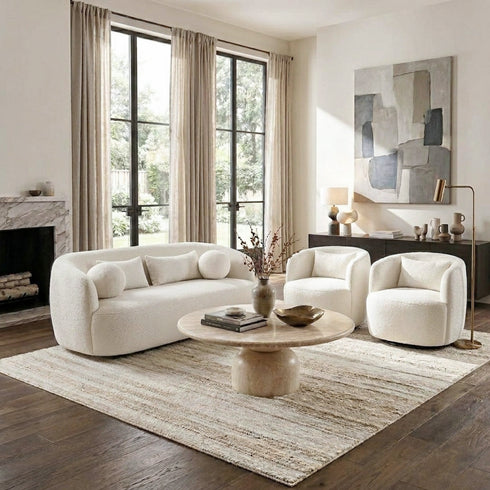 Ashlie Bouclé Furniture Set with Ottoman