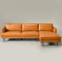Samuel Tapered Arm Two-Piece Sectional – Leather Camel Chaise Sectional Sofa | 3-Seater Couch | Kinwell Furniture | Mid-Century Modern Design