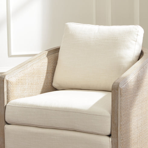 Claude Linen Swivel Cane Chair