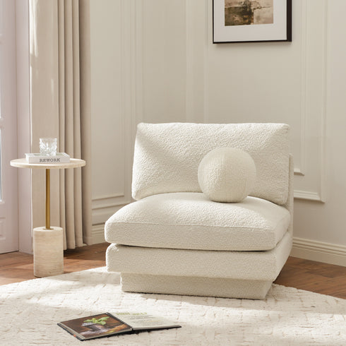 Montyne Bouclé Armless Chair - Comfortable Accent Chair | Side Chairs for Living Room | Kinwell Furniture | Oversize Accent Chairs & Large Accent Chairs